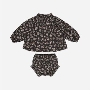 Rylee + Cru Black and Cream Floral Kids Matching Set